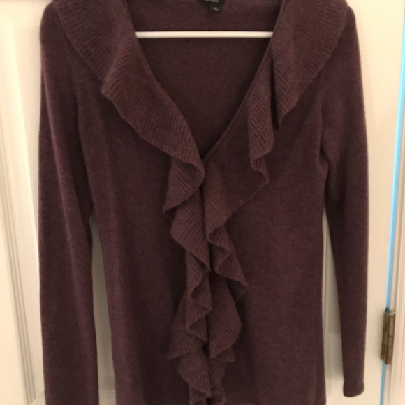 Talbots 100% Cashmere Ribbed Ruffle Cardigan - Picture 2 of 5